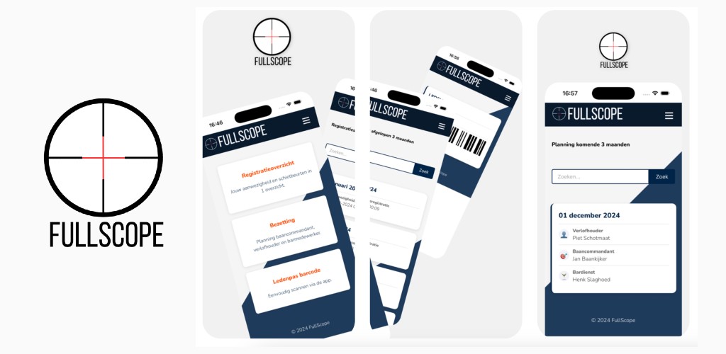 Mockup van de FullScope app
